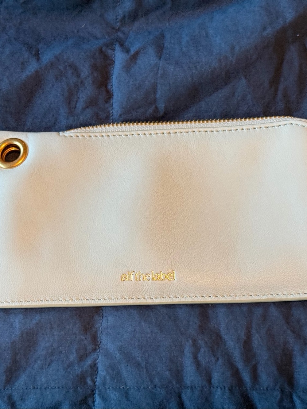 Alf the Label Pale Green Leather Wristlet with Gold Hardware.